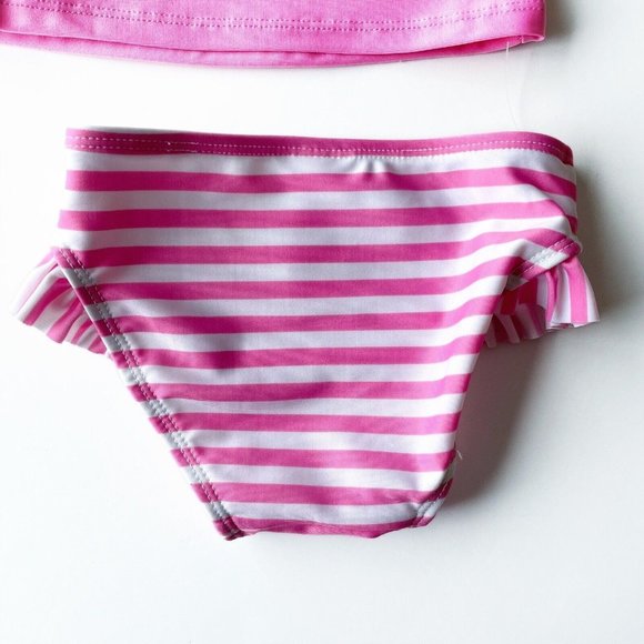 Cat & Jack Swimsuit Girl 12 Month Bikini 2 Piece Set Pink Graphic Ruffle New - Picture 7 of 14